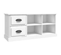 vidaXL Meuble TV, Armoire de Télévision avec Tiroirs et Compartiment, Meuble Télé de Salon, Armoire de Rangement Intérieur, Moderne, Blanc Bois d'Ingénierie