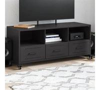 vidaXL Meuble TV, Armoire de Télévision avec Tiroirs et Étagères, Support Télé avec Rangement Salle de Séjour, Noir 846692