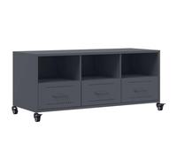 vidaXL Meuble TV, Armoire de Télévision avec Tiroirs et Étagères, Support Télé avec Rangement Salle de Séjour, Anthracite 100,5x39x43,5 cm Acier