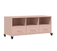 vidaXL Meuble TV, Armoire de Télévision avec Tiroirs et Étagères, Support Télé avec Rangement Salle de Séjour, Rose 100,5x39x43,5 cm Acier