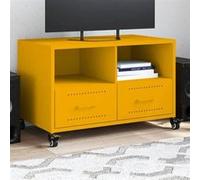 vidaXL Meuble TV 846701 – Jaune moutarde – Acier – 68x39x43,5 cm