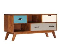 Vidaxl Meuble Tv Avec 3 Tiroirs 110x35x50 Cm Bois D'acacia Solide Marron