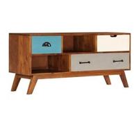 vidaXL Meuble TV avec 3 tiroirs 110x35x50 cm Bois d'acacia solide Multicolore G