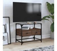 vidaXL Meuble TV avec dessus en verre chêne marron bois d'ingénierie