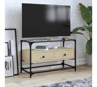 vidaXL Meuble TV - Dessus en verre, chêne Sonoma, bois d'ingénierie