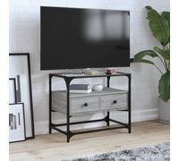 vidaXL Meuble TV avec dessus en verre sonoma gris bois d'ingénierie
