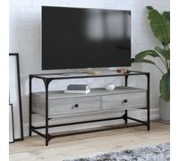 Vidaxl Meuble Tv Avec Dessus En Verre Sonoma Gris Bois D'ingénierie Marron