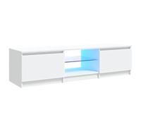 vidaXL Meuble TV avec Lumières LED, Armoire de Télévision, Meuble Télé de Salon, Armoire Basse Salle de Séjour Intérieur, Moderne, Blanc
