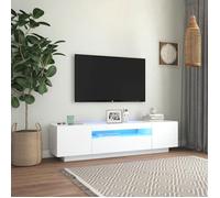 vidaXL Meuble TV avec éclairage LED, Blanc, 160x35x40 cm, Panneaux de bois, Support TV jusqu’à 70"" 804427