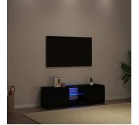 vidaXL Meuble TV avec éclairage LED en chêne Noir 120 x 30 x 36 cm Bois d'ingénierie