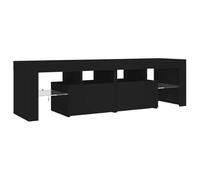 vidaXL Meuble TV avec éclairage LED, Noir, 140x36.5x40 cm, Panneaux de Bois, Support TV Jusqu’à 60", Buffet Bas avec étagères, Meuble Moderne de Salon