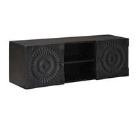 vidaXL Meuble TV avec étagère avec Stockage Noir 105 x 30 x 35 cm, Meuble TV Moderne en Bois de Mangue, Rangement Malin pour Salon, Gagner de l'espace à la Maison