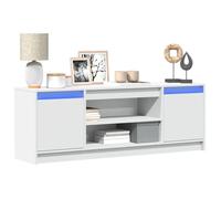 vidaXL Meuble TV avec LED 139,5x34x50 cm Bois d'ingénierie Blanc