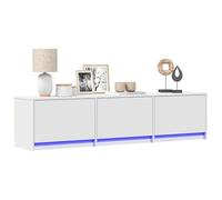 vidaXL Meuble TV avec LED Blanc 165 x 34 x 40 cm Bois d'ingénierie, Salon, Rectangulaire, Design moderne, Solutions de rangement spacieuses, Agencements flexibles, Sièges confortables, Idées déco styl