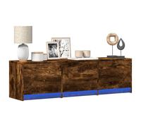 Vidaxl Meuble Tv Avec Led Chêne Fumé 140x34x40 Cm Bois D'ingénierie Marron