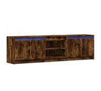 Vidaxl Meuble Tv Avec Led Chêne Fumé 180x34x50 Cm Bois D'ingénierie Marron