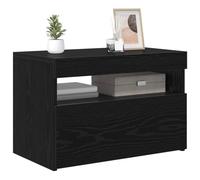 vidaXL Meuble TV avec LED Chêne Noir 60 x 35 x 40 cm Bois d'ingénierie, Basse Meuble rectangulaire Moderne, Rangement pour Salon, en Bois, Design épuré, déco Maison