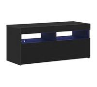 vidaXL Meuble TV Chêne noir – 90x35x40 cm – LED intégré – Rangement spacieux