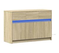 vidaXL Meuble TV chêne Sonoma 91x34x61 cm LED Bois d'ingénierie Marron