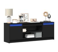 Vidaxl Meuble Tv Avec Led Noir 139,5x34x50 Cm Bois D'ingénierie Multicolore
