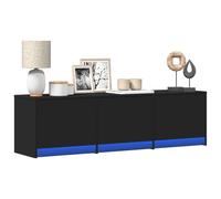Vidaxl Meuble Tv Avec Led Noir 140x34x40 Cm Bois D'ingénierie Marron