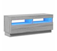 vidaXL Meuble TV avec Lumières LED Armoire Basse Centre de Divertissement Armoire Média Salon Salle de Séjour Intérieur Sonoma Gris 100x35x40 cm