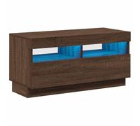 vidaXL Meuble TV avec Lumières LED Armoire Basse Centre de Divertissement Armoire Média Salon Salle de Séjour Intérieur Chêne Marron 80x35x40 cm