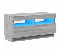 vidaXL Meuble TV avec Lumières LED Armoire Basse Centre de Divertissement Armoire Média Salon Salle de Séjour Intérieur Sonoma Gris 80x35x40 cm