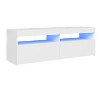 vidaXL Meuble TV avec Lumières LED Armoire Basse Centre de Divertissement Meuble Stéréo Salon Salle de Séjour Maison Intérieur Blanc 120x35x40 cm
