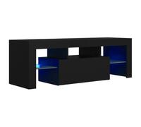 vidaXL Meuble TV avec Lumières LED Armoire Basse Centre de Divertissement Meuble Stéréo Salon Salle de Séjour Maison Intérieur Noir 120x35x40 cm