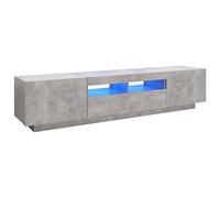 vidaXL Meuble TV avec Lumières LED, Armoire de Télévision avec Rangement, Meuble Télé de Salon Salle de Séjour Intérieur, Moderne, Gris Béton