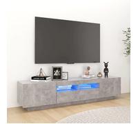 vidaXL Meuble TV avec Lumières LED, Armoire de Télévision avec Rangement, Meuble Télé de Salon Salle de Séjour Intérieur, Moderne, Gris Béton