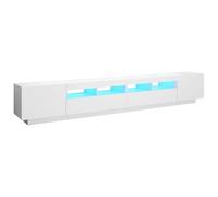 vidaXL Meuble TV avec Lumières LED, Armoire de Télévision avec Rangement, Meuble Télé de Salon Salle de Séjour Intérieur, Moderne, Blanc
