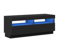 vidaXL Meuble TV avec Lumières LED, Armoire de Télévision, Meuble Télé de Salon, Armoire Basse Salle de Séjour Intérieur, Moderne, Noir