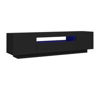 vidaXL Meuble TV avec Lumières LED, Armoire de Télévision, Meuble Télé de Salon, Armoire Basse Salle de Séjour Intérieur, Moderne, Noir