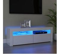 Vidaxl Meuble Tv Avec Lumières Led Blanc Brillant 120x35x40 Cm