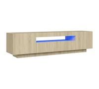vidaXL Meuble TV avec Lumières LED, Armoire de Télévision, Meuble Télé de Salon, Armoire Basse Salle de Séjour Intérieur, Moderne, Chêne Sonoma
