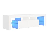 vidaXL Meuble TV avec Lumières LED, Armoire de Télévision, Meuble Télé de Salon, Armoire Basse Salle de Séjour Intérieur, Moderne, Blanc