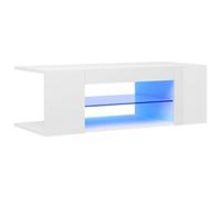 vidaXL Meuble TV avec Lumières LED, Armoire de Télévision, Meuble Télé de Salon, Armoire Basse Salle de Séjour Intérieur, Moderne, Blanc Brillant
