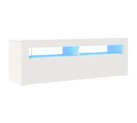 vidaXL Meuble TV avec Lumières LED, Armoire de Télévision, Meuble Télé de Salon, Armoire Basse Salle de Séjour Intérieur, Moderne, Blanc
