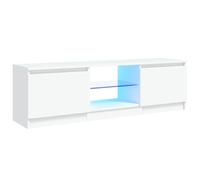 vidaXL Meuble TV avec Lumières LED, Armoire de Télévision, Meuble Télé de Salon, Armoire Basse Salle de Séjour Intérieur, Moderne, Blanc