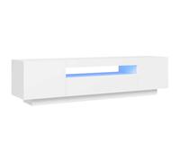 vidaXL Meuble TV avec Lumières LED, Armoire de Télévision, Meuble Télé de Salon, Armoire Basse Salle de Séjour Intérieur, Moderne, Blanc
