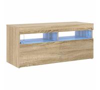 vidaXL Meuble TV avec Lumières LED, Armoire de Télévision, Meuble Télé de Salon, Armoire Basse Salle de Séjour Intérieur, Moderne, Chêne Sonoma