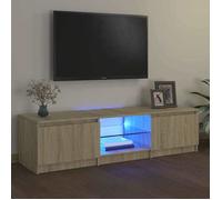 vidaXL Meuble TV avec lumières LED chêne sonoma 140x40x35,5 cm