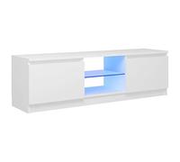 vidaXL Meuble TV avec Lumières LED, Armoire de Télévision, Meuble Télé de Salon, Armoire Basse Salle de Séjour Intérieur, Moderne, Blanc