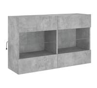 vidaXL Meuble TV avec Lumières LED, Armoire de Télévision Murale avec Étagères, Meuble Télé Suspendu Salon, Moderne, Gris Béton Bois d'Ingénierie