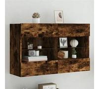 Meuble TV avec Lumières LED, Armoire de Télévision Murale avec Etagères, Meuble Télé Suspendu Salon, Moderne, Chêne 837110