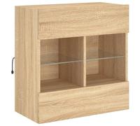 Vidaxl Meuble Tv Mural Avec Lumières Led Chêne Sonoma 58,5x30x60,5 Cm Multicolore