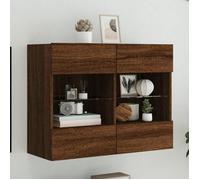 Vidaxl Meuble Tv Mural Avec Lumières Led Chêne Marron 78,5x30x60,5 Cm Multicolore