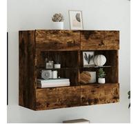 Meuble TV mural avec lumières LED chêne fumé 78,5x30x60,5 cm chêne G